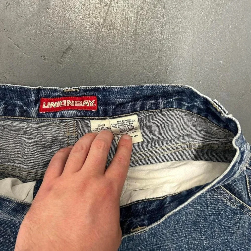 Vintage Y2K Unionbay baggy wide leg long carpenter denim jean shorts jorts